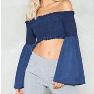 NWOT Nasty Gal Who Run The World Navy Crop